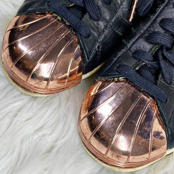 ADIDAS LIMITED EDITION Superstar 80s Rose Gold Black Leather Sneakers, Men’s 6.5 - Picture 9 of 14